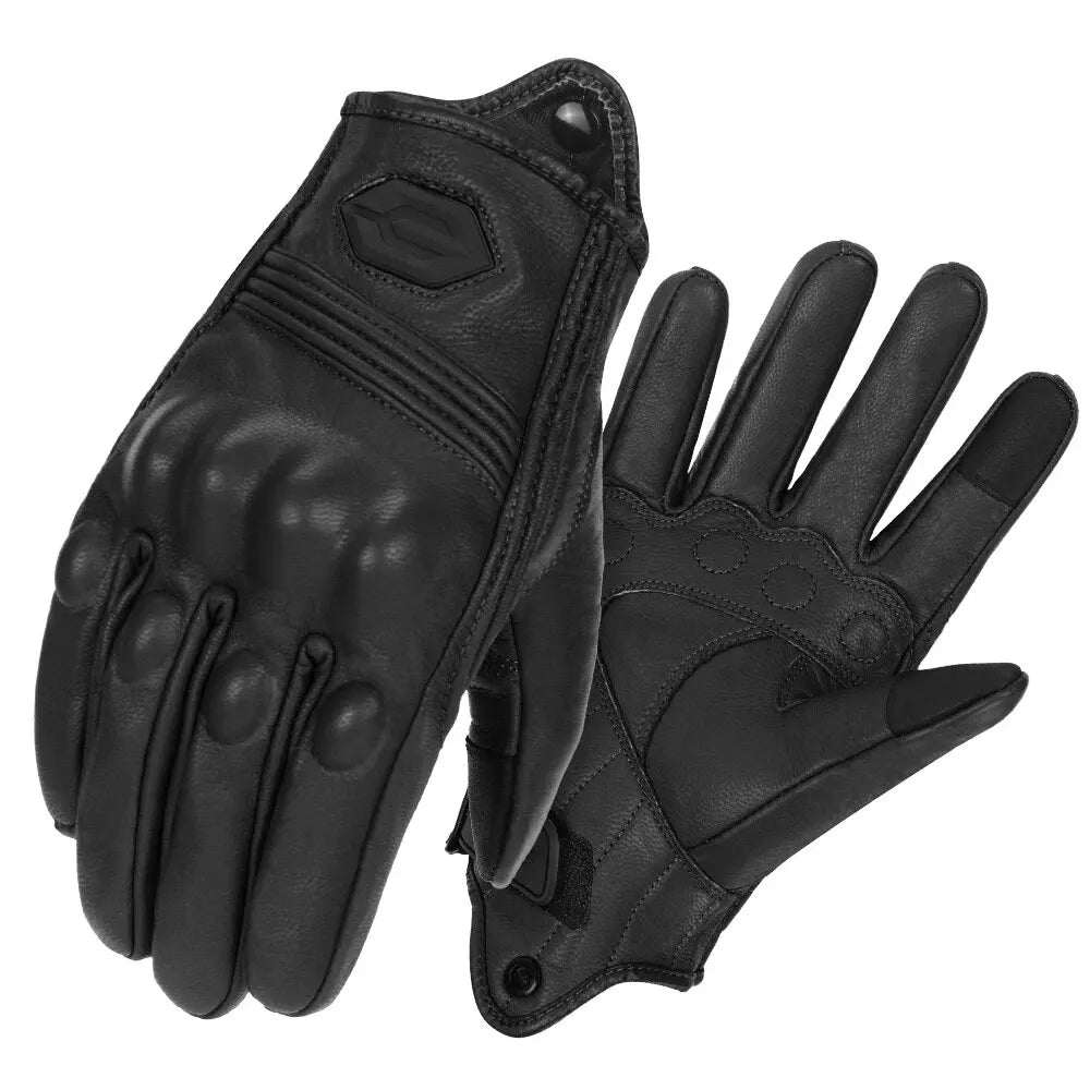 All-Season Motorcycle Gloves – Waterproof Breathable Leather Design