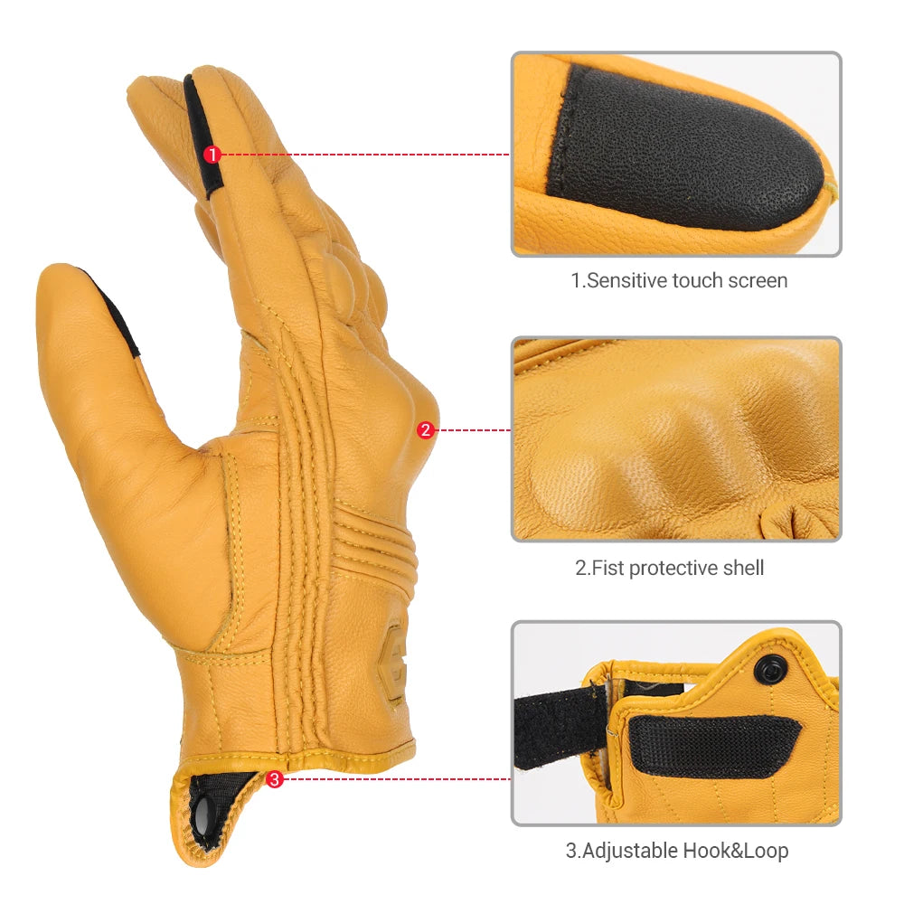 All-Season Motorcycle Gloves – Waterproof Breathable Leather Design