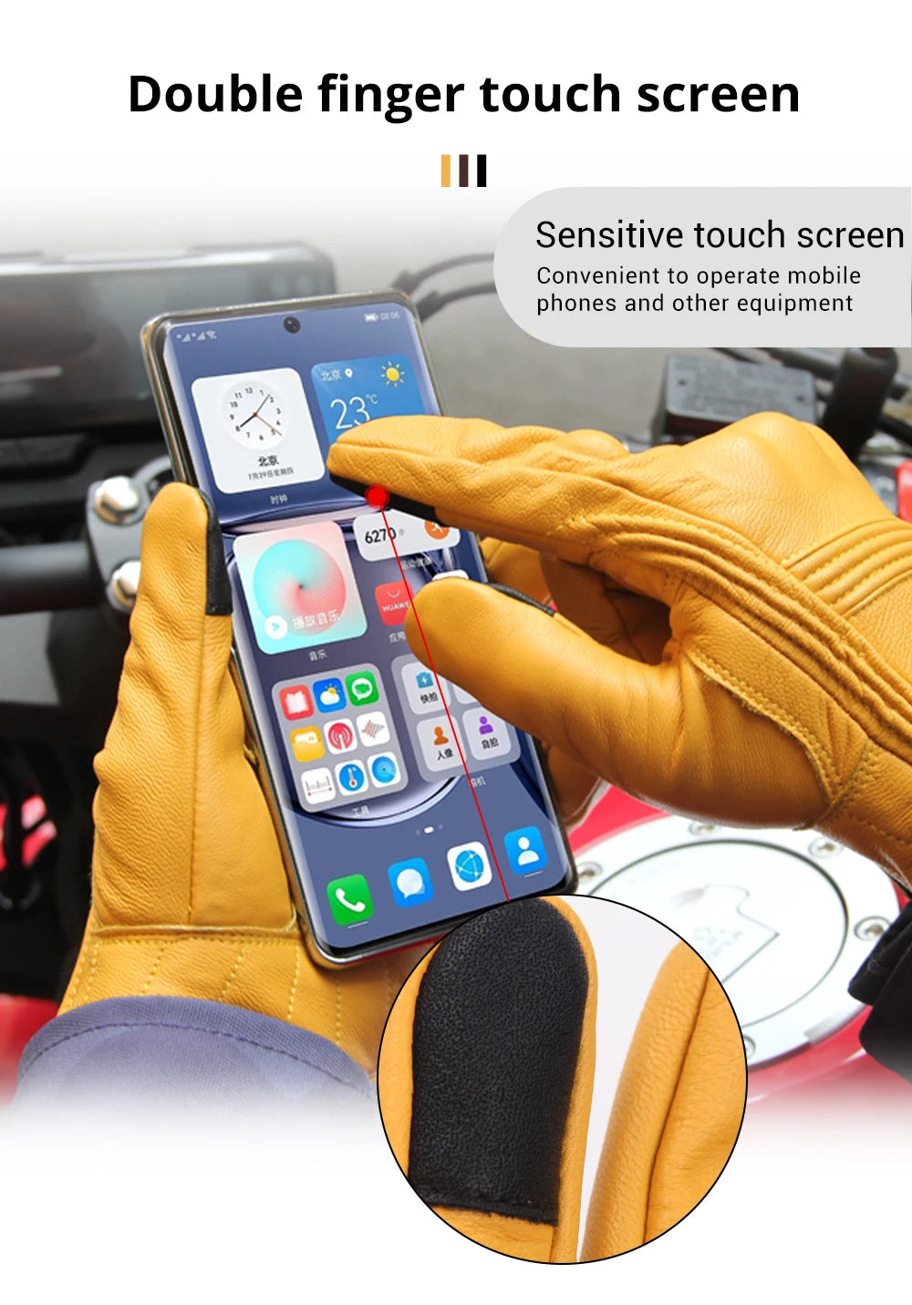 All-Season Motorcycle Gloves – Waterproof Breathable Leather Design