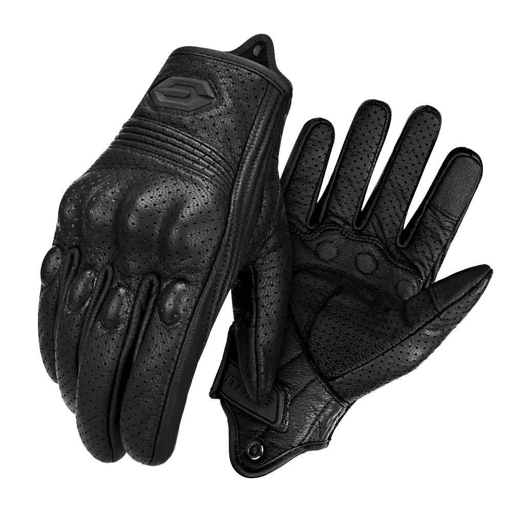 All-Season Motorcycle Gloves – Waterproof Breathable Leather Design