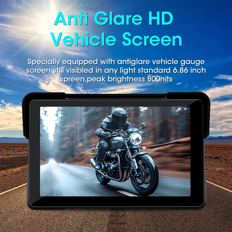 Vtopek Smart Motorcycle GPS & Multimedia Hub (5"/7") – CarPlay, Android Auto, IPX7 Waterproof, Integrated Video Recorder