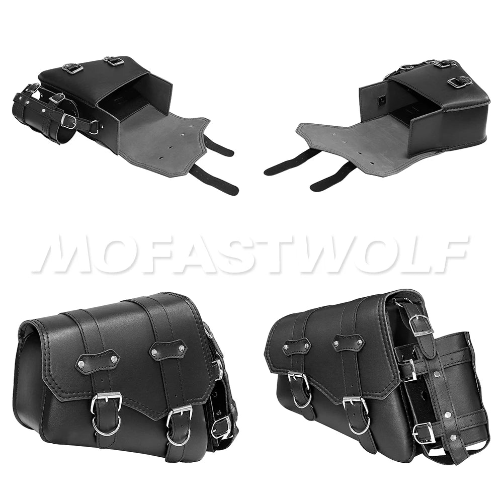 Premium Waterproof Leather Motorcycle Saddle Bag – Universal Side Tool Storage Pouch