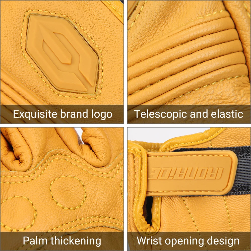 All-Season Motorcycle Gloves – Waterproof Breathable Leather Design