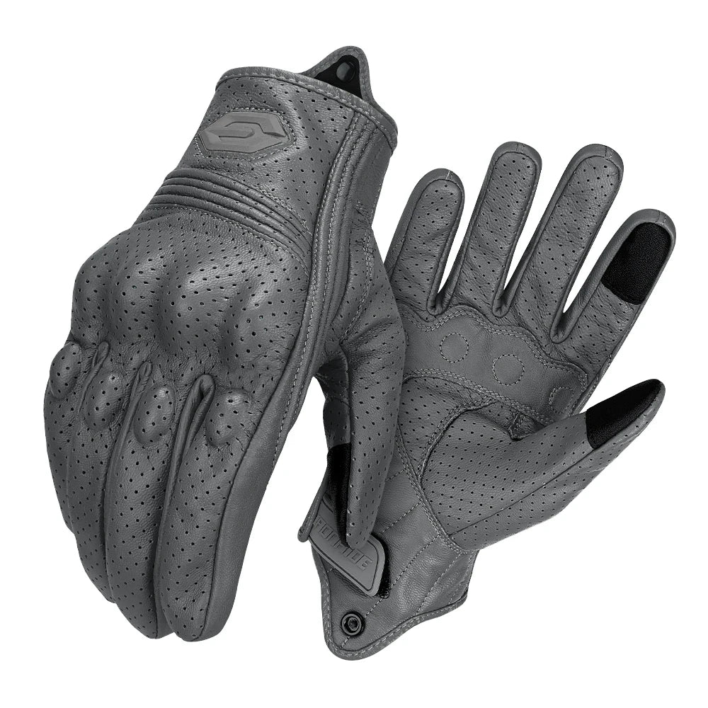 All-Season Motorcycle Gloves – Waterproof Breathable Leather Design