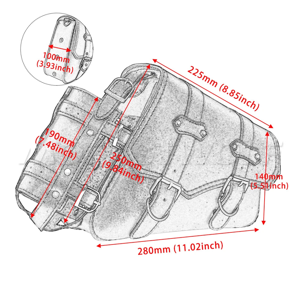 Premium Waterproof Leather Motorcycle Saddle Bag – Universal Side Tool Storage Pouch