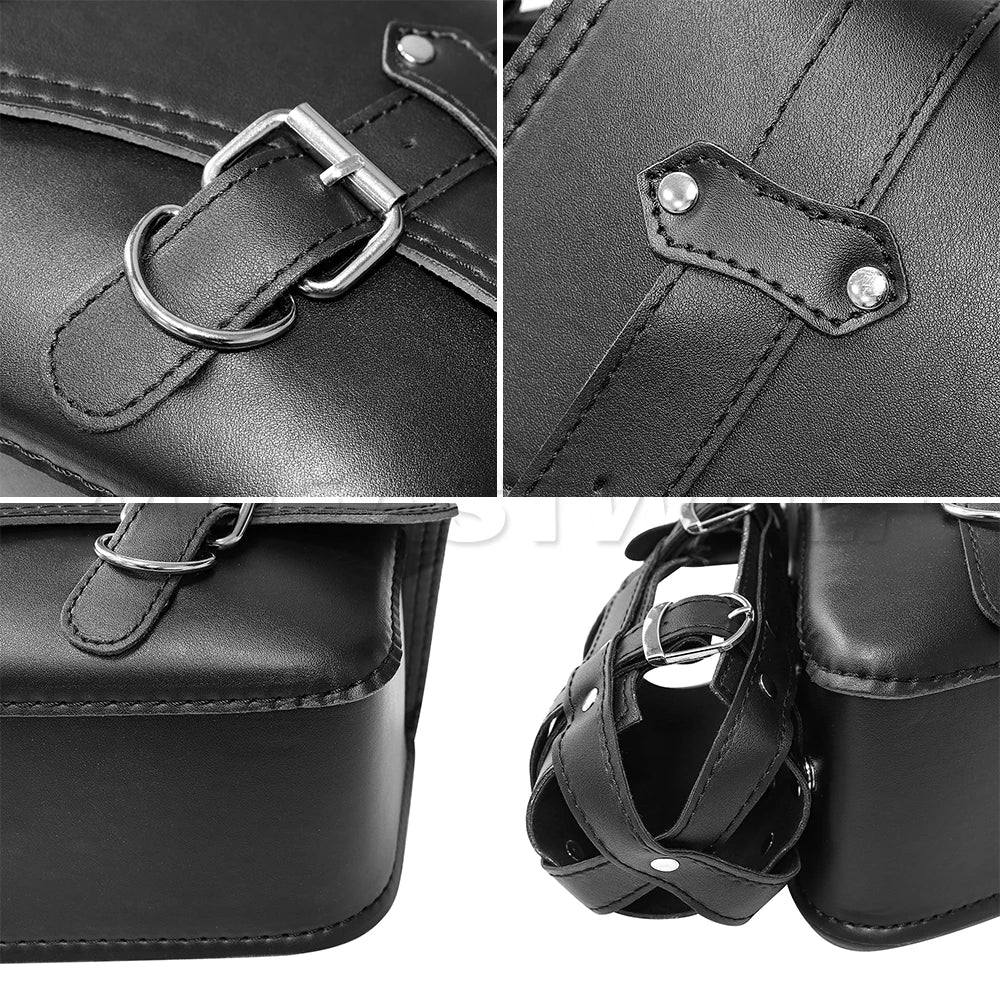 Premium Waterproof Leather Motorcycle Saddle Bag – Universal Side Tool Storage Pouch