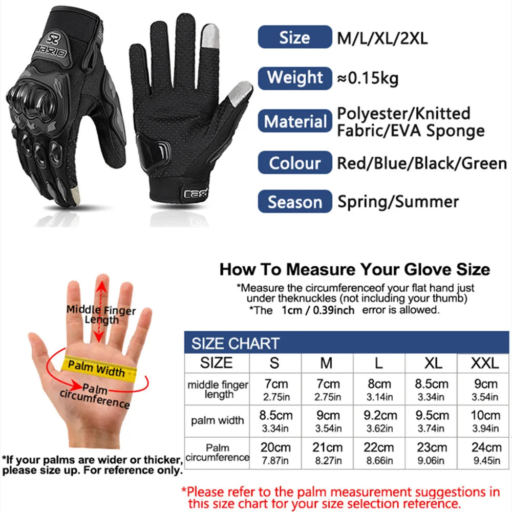Touchscreen Motorcycle Gloves – Lightweight Breathable Moto Racing Gloves
