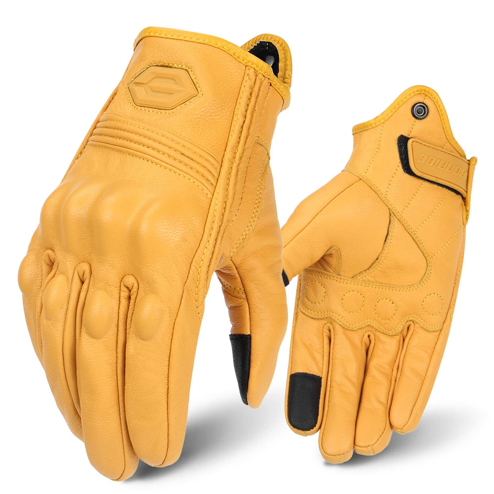 All-Season Motorcycle Gloves – Waterproof Breathable Leather Design