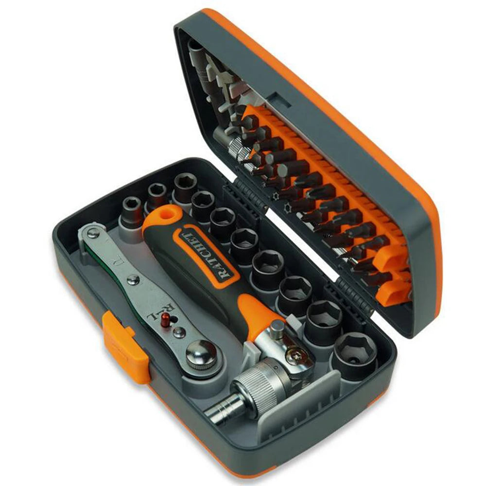 All-in-One 38PCS Motorcycle & Bicycle Tool Set – Portable Professional Repair Kit with Ratchet System