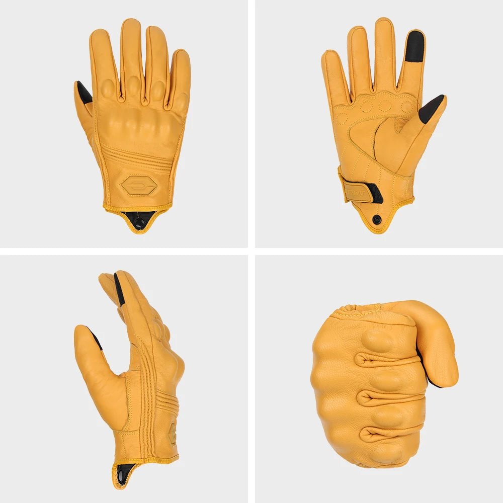 All-Season Motorcycle Gloves – Waterproof Breathable Leather Design