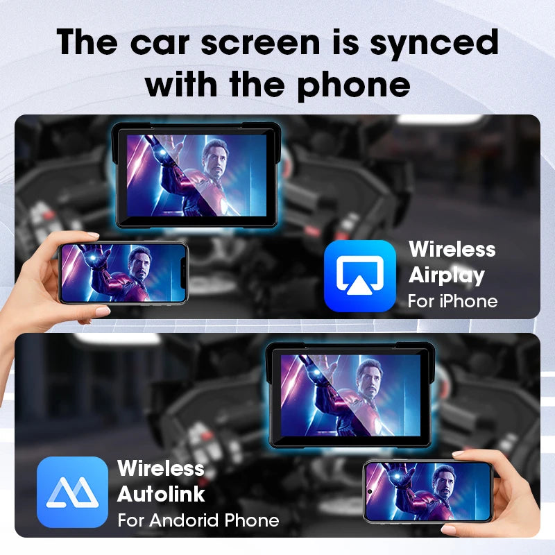 Vtopek Smart Motorcycle GPS & Multimedia Hub (5"/7") – CarPlay, Android Auto, IPX7 Waterproof, Integrated Video Recorder