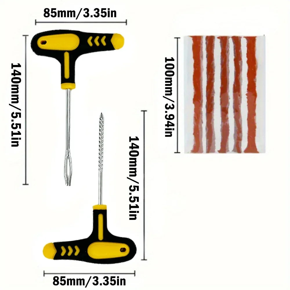 Roadside Tire Repair Kit for Car & Motorcycle – Quick Emergency Puncture Plug & Sealant Tool Set