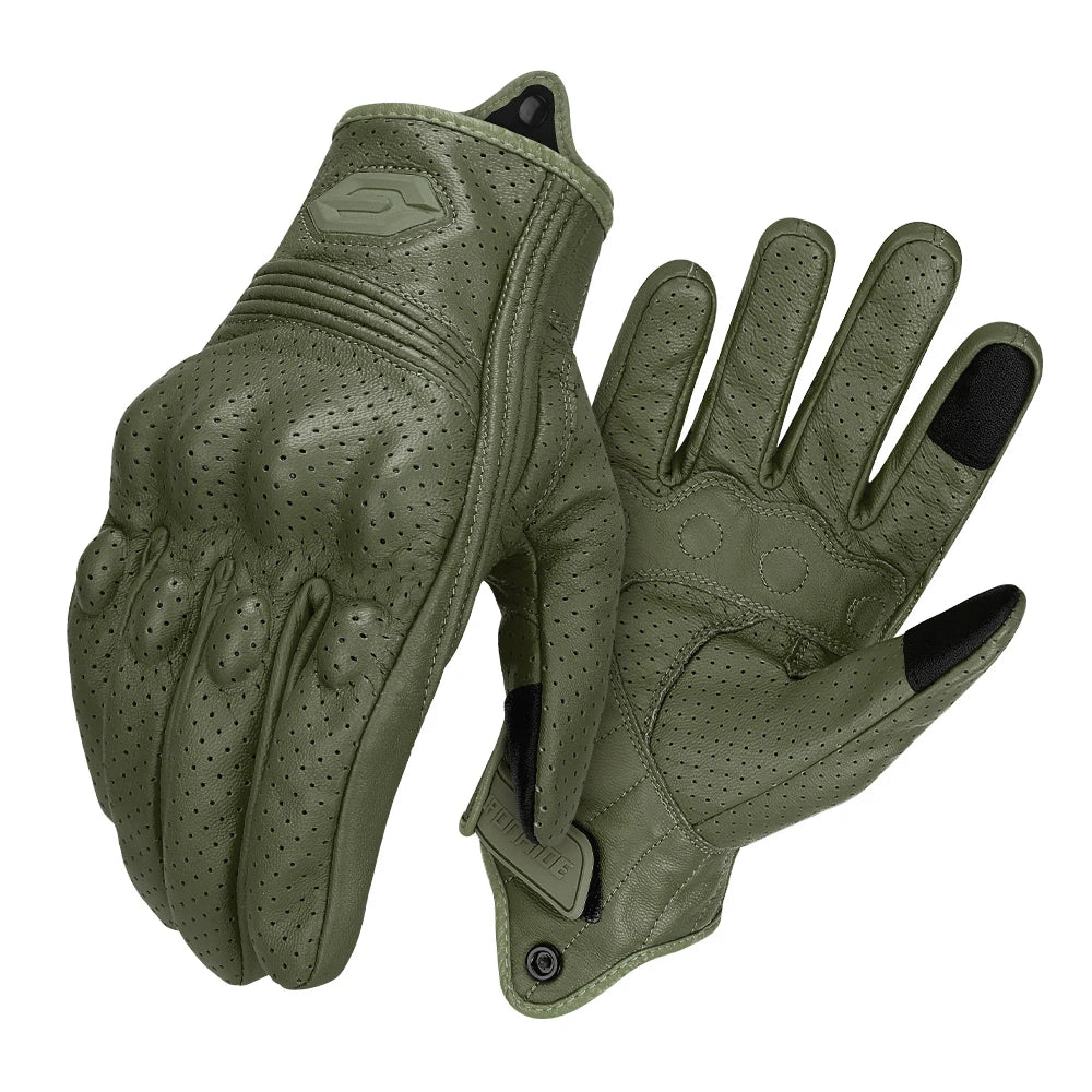 All-Season Motorcycle Gloves – Waterproof Breathable Leather Design