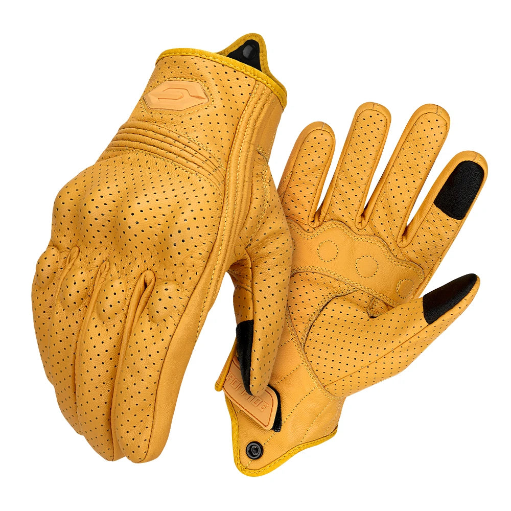 All-Season Motorcycle Gloves – Waterproof Breathable Leather Design