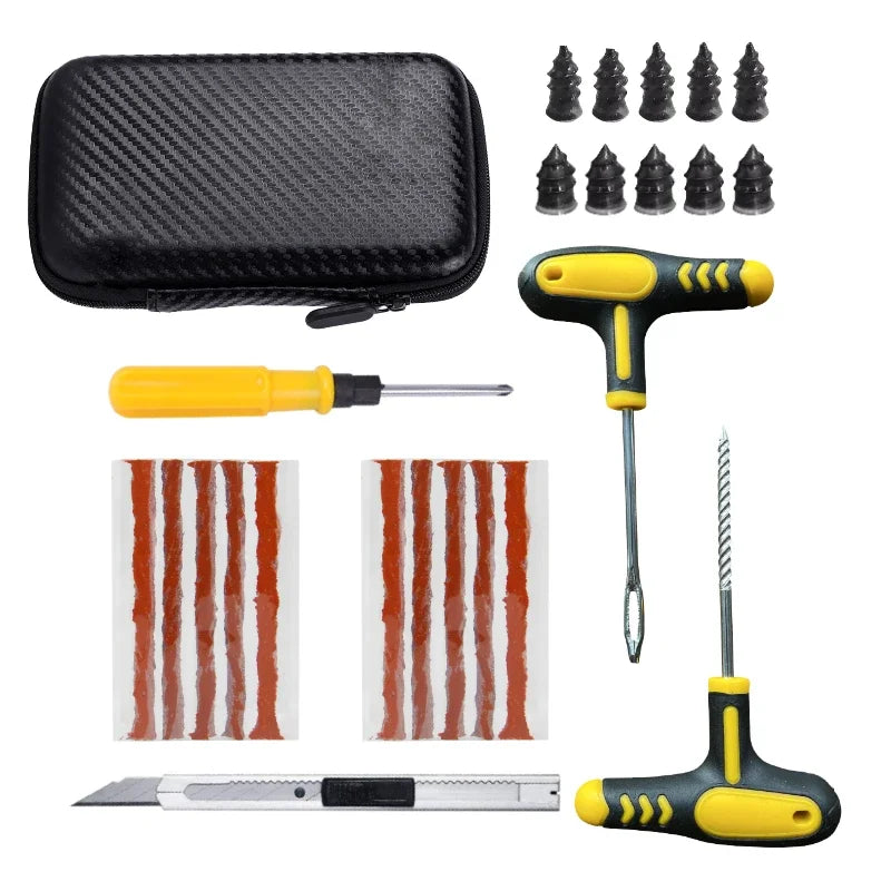 Roadside Tire Repair Kit for Car & Motorcycle – Quick Emergency Puncture Plug & Sealant Tool Set