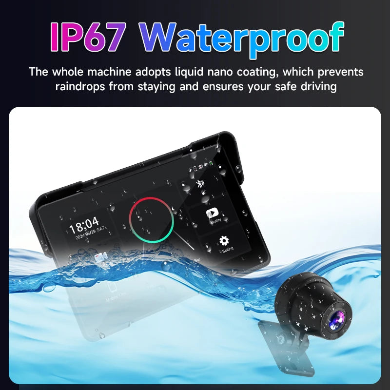Vtopek Smart Motorcycle GPS & Multimedia Hub (5"/7") – CarPlay, Android Auto, IPX7 Waterproof, Integrated Video Recorder